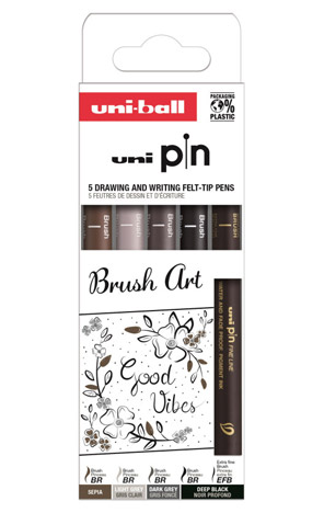 Marker Uni pin set 5 komada Brush Art crni