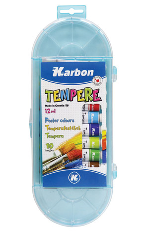 Boje tempere 12ml 10 boja Karbon