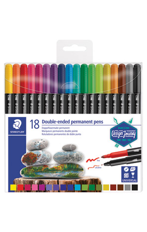 Markeri permanentni 18 boja obostrani 2 vrha Design Journey Staedtler