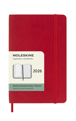 Planer tjedni 2026 9x14 meke korice Moleskine crveni