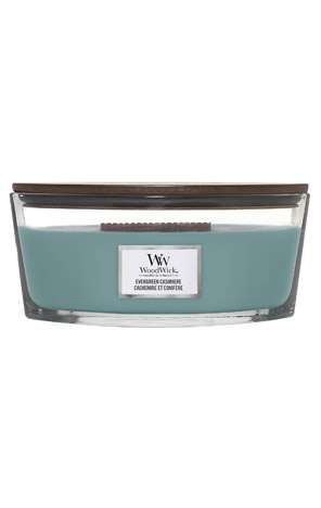 Svijeća elipse Evergreen Cashmere Woodwick