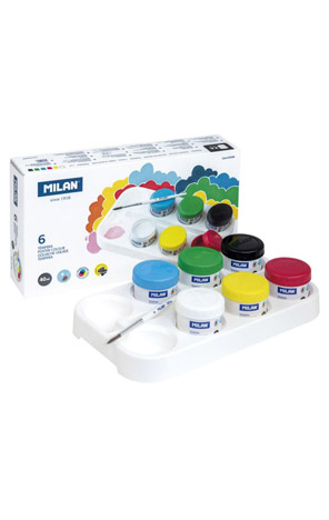 Tempere set 6 boja s kistom i paletom Milan