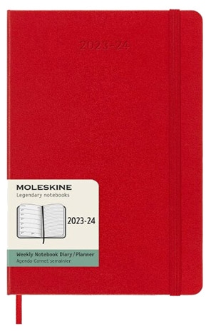 Planer 18 mjeseci 13 x 21cm crveni 2023-24 tvrdi uvez Moleskine