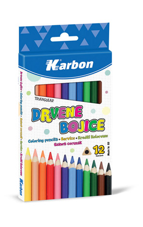 Boje drvene trobridne 12 boja Karbon