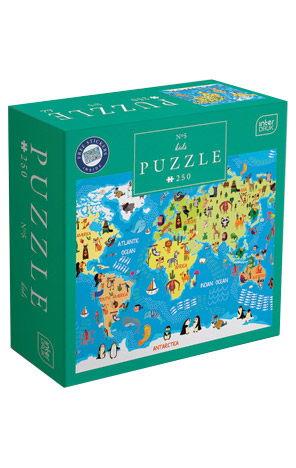 Puzzle 250 komada Kids 5 World Map Interdruk