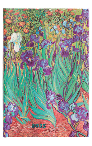 Planer tjedni 2025 9,5x14cm mini horizontalni s gumicom Van Gogh's Irises Paperblanks