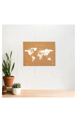 Karta svijeta L pluto Woody Map Natural bijeli print