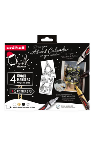 Markeri set 4 kom pwe-5m kreda i 2 šablone u kutiji Božić 76271 Uni Mitsubishi