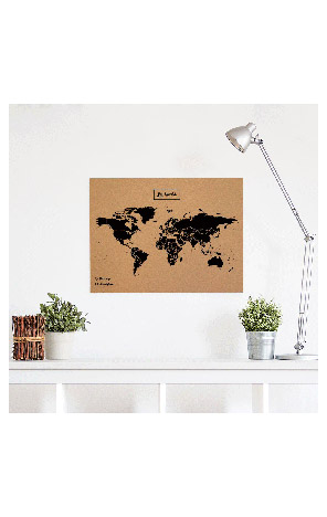 Karta svijeta L pluto Woody Map Natural crni print