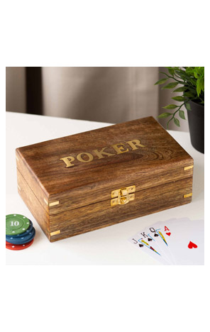 Set za poker u drvenoj kutiji Harvey Makin
