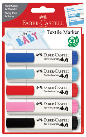 Marker za tekstil 1-5mm 5 komada Faber Castell sort