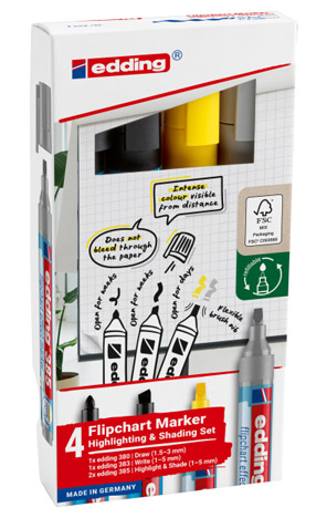 Marker 4 komada Flipchart Effect za signiranje i sjenčanje Edding