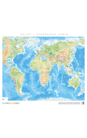 Geografska karta Svijeta stolna plastificirana