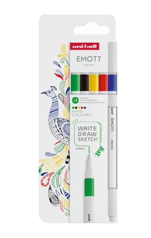 Flomasteri set 5 kom 0,4mm Emott Vivid Uni Mitsubishi
